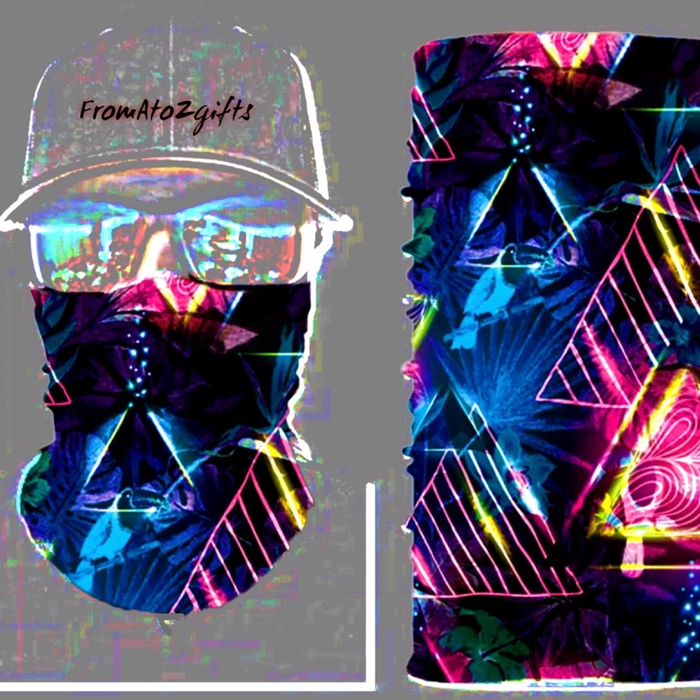 Geometric Print 16 n 1 Neck Gaiter Face Cover Dust Mask Biker Rag Trippy